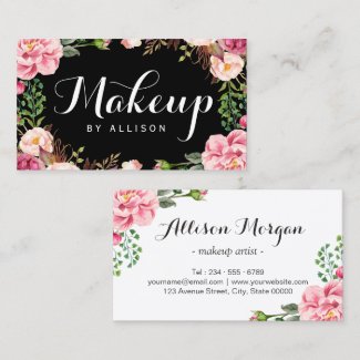 Makeup Artist Modern Script Girly Floral Wrapping Business Card