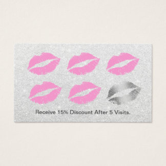 Makeup Artist Modern Silver Glitter Loyalty Punch Business Card