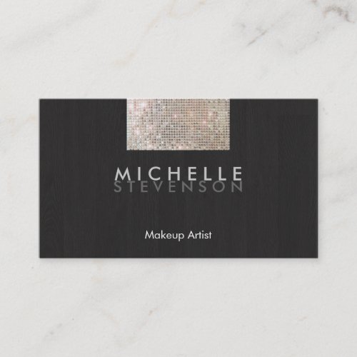 Makeup Artist Modern and Chic FAUX Sequin Black Business Card Template