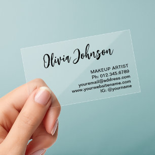 Makeup Artist Modern Stylish Transparent Clear Business Cards