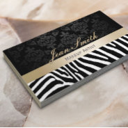 Makeup Artist Modern Zebra Pattern Gold Stripe Business Card at Zazzle