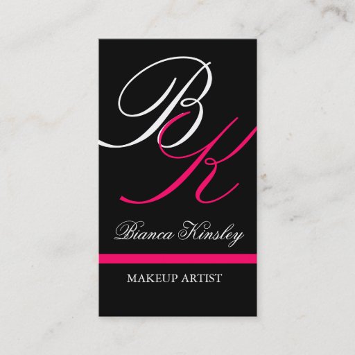 Customizable Makeup Artist Monogram Business Cards