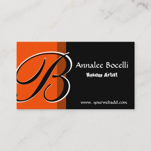 MakeUp Artist Monogram Elegant Business Card Template