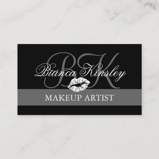 Customizable Makeup Artist Monograms Business Cards Black