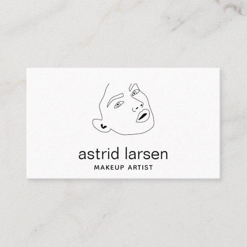 Makeup Artist MUA Female Face Line Art Business Card