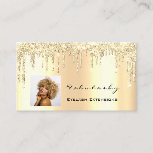 Makeup Artist MUA Lashes Glitter Drips Gold Photo Business Card