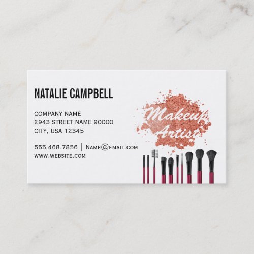 Makeup Artist  Mua Powder and Brushes Business Card