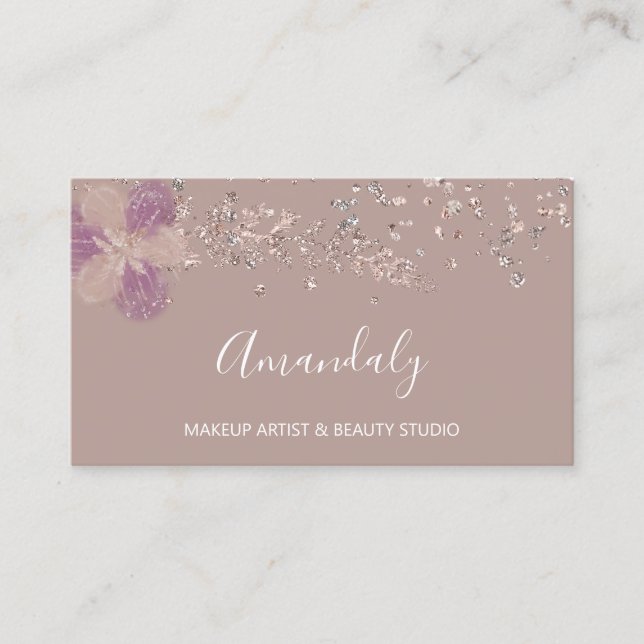 Makeup Artist Nails Beauty SPA Rose Floral Business Card (Front)