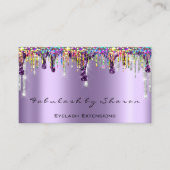 Makeup Artist Nails Eyelash Drips Purple Holograph Business Card (Front)