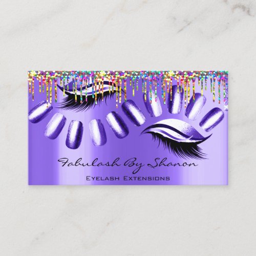 Makeup Artist Nails Eyelash Drips Royal Blue Business Card