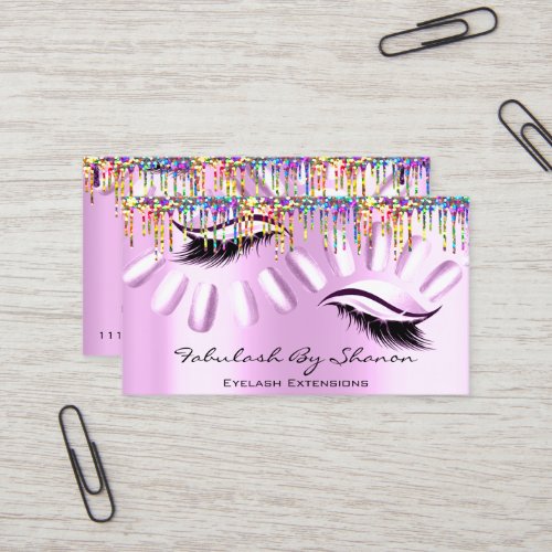 Makeup Artist Nails Eyelash Drips Royal Pink Business Card