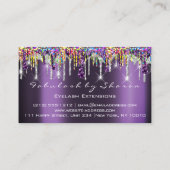 Makeup Artist Nails Silver Drips Purple Holograph Business Card (Back)