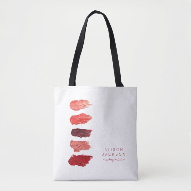 Makeup artist name lipstick colors swatches tote bag (Front)