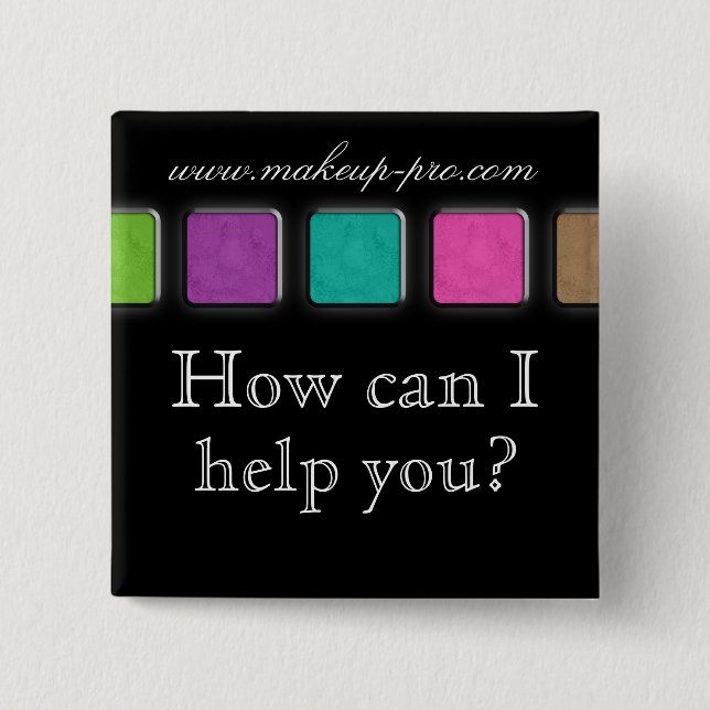 Makeup Artist Name Tag Button Brooch Palette (Front)