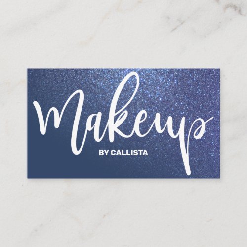 Makeup Artist Navy Blue Glitter Typography Business Card