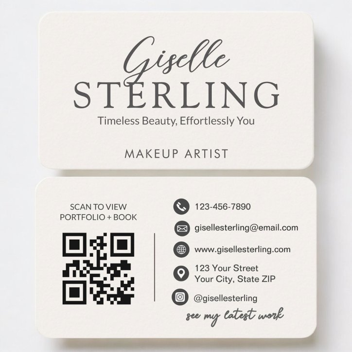 Makeup Artist Neutral QR Code Business Card