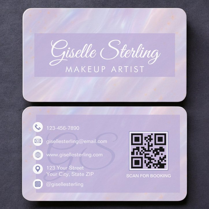 Makeup Artist Opal Iridescent QR Code Business Card