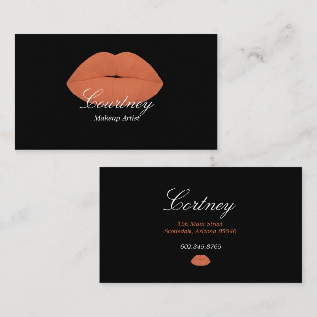 Makeup Artist/Peach Lips - Thick Business Cards (Front/Back)