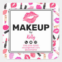 Makeup Artist Personalized Contact Info Square Sticker