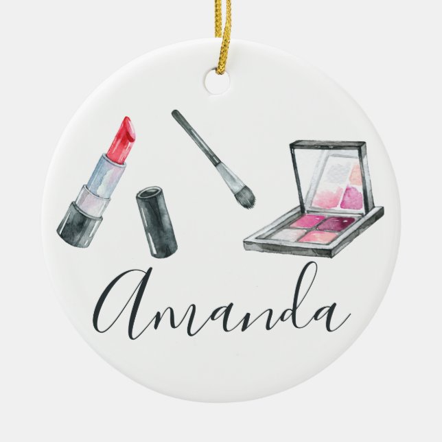 Makeup Artist Personalized Custom Art Ceramic Ornament (Front)