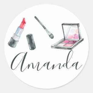 Makeup Artist Personalized Custom Art Classic Round Sticker