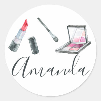 Makeup Artist Personalized Custom Art Classic Round Sticker