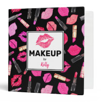 Makeup Artist Personalized Watercolor Lipstick 3 R 3 Ring Binder