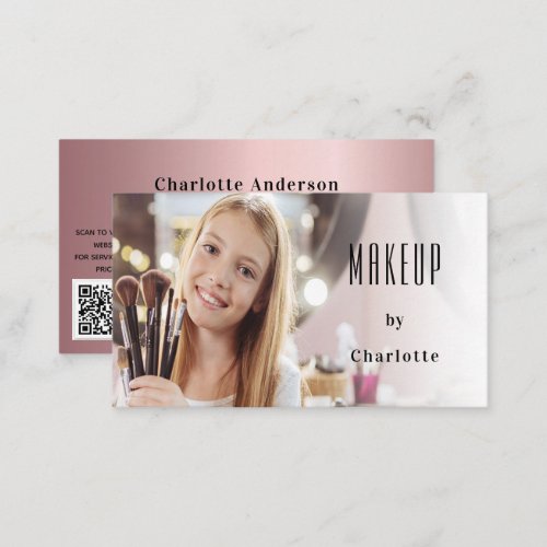 Makeup artist photo beauty blush QR code  Business Card