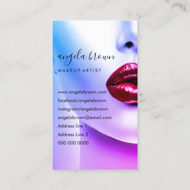 Makeup Artist Photo big lips glossed lipstick Business Card