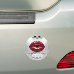 Makeup Artist Photo lipstick glossy red lips photo Car Magnet
