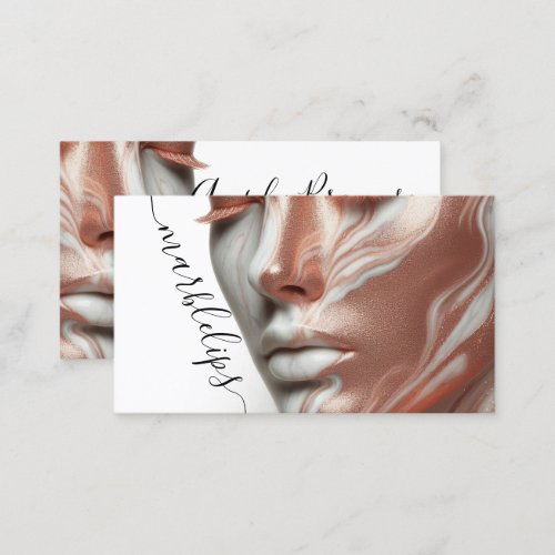 Makeup Artist Photo marble lipstick glossed lips Business Card