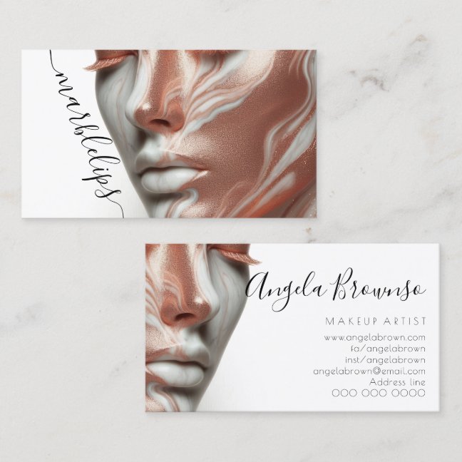 Makeup Artist Photo marble lipstick glossed lips Business Card