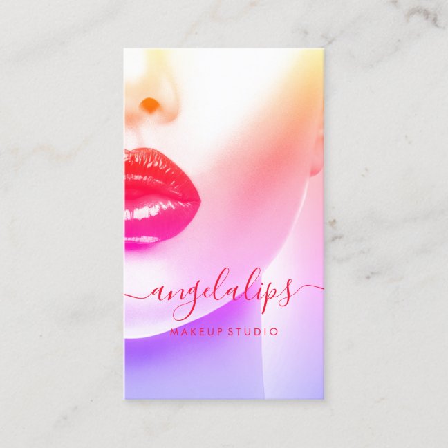 Makeup Artist Photo Pink Photo Filter Red Lips Business Card