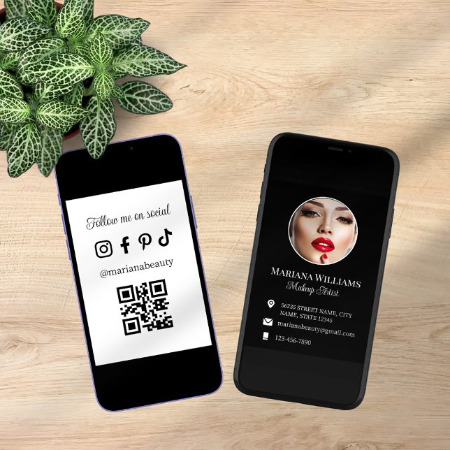 makeup artist photo qr code digital business  card (Creator Uploaded)