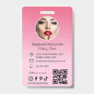 makeup artist  photo qr code pink small business badge