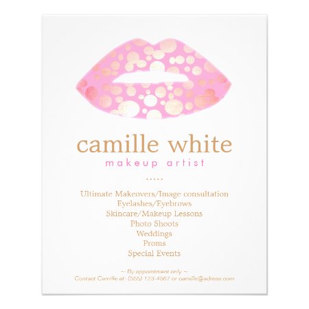 Makeup Artist Pink And Gold Lips Beauty Salon Flyer