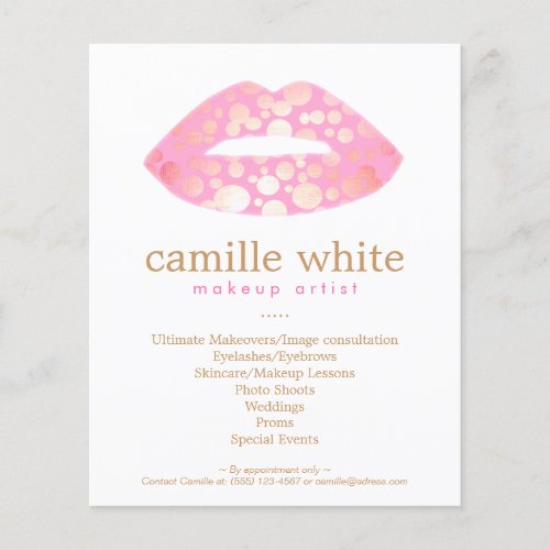 Makeup Artist Pink and Gold Lips Beauty Salon Flyer