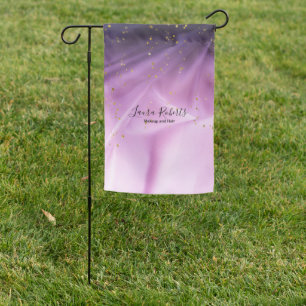 Makeup artist pink and purple glitter  garden flag