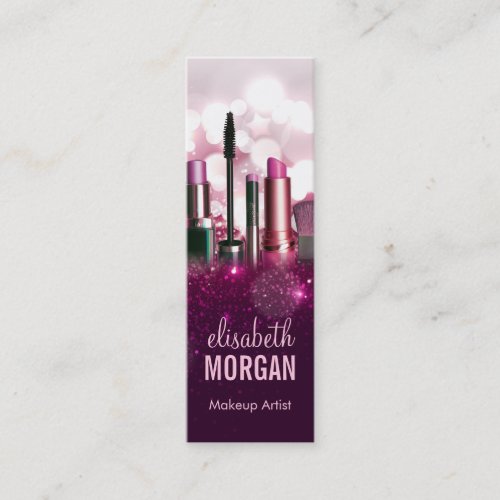 Makeup Artist - Pink Beauty Glitter Tiny Compact Business Card