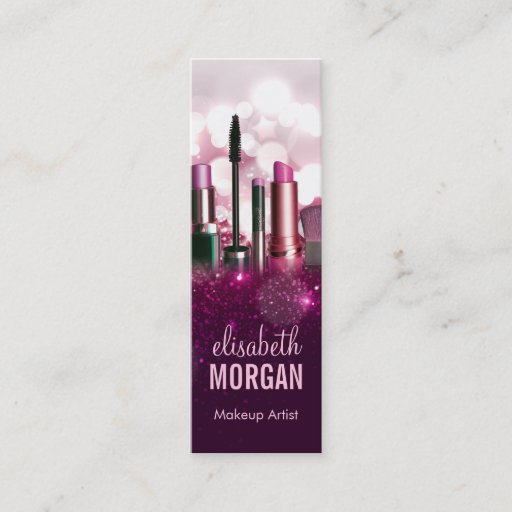 Customizable Makeup Artist - Pink Beauty Glitter Tiny Compact Business Card
