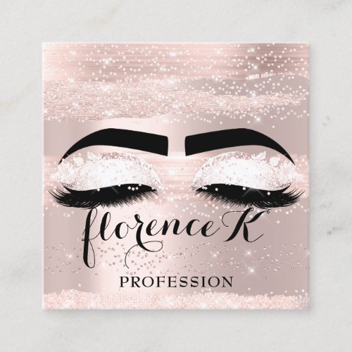 Makeup Artist Pink Brows Eyelashes Extensions VIP Square Business Card