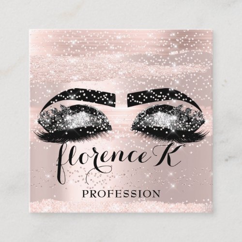 Makeup Artist Pink Brows Eyelashes Extensions VIP Square Business Card