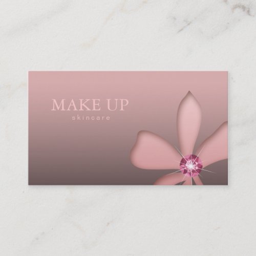 Makeup Artist Pink Flower Diamond Business Cards