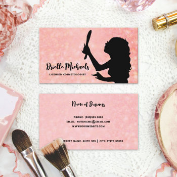 Makeup Artist Pink Girly Girl Cosmetologist Business Card by GirlyBusinessCards at Zazzle