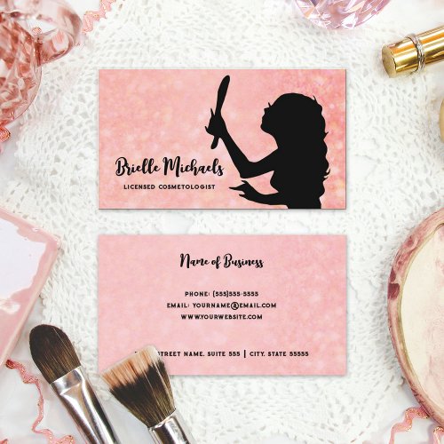 Makeup Artist Pink Girly Girl Cosmetologist Business Card