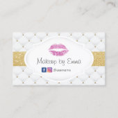Makeup Artist Pink Glitter Lips Luxury Quilts Business Card (Front)