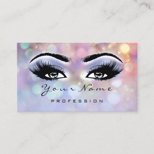 Makeup Artist Pink Holograph Eyelashes Extension Business Card