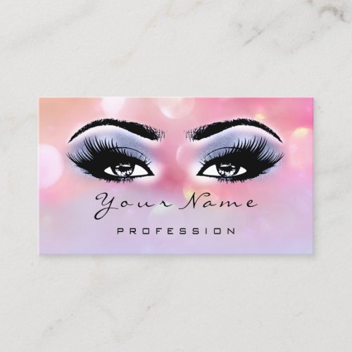 Makeup Artist Pink Holograph Eyelashes Hairdresser Business Card