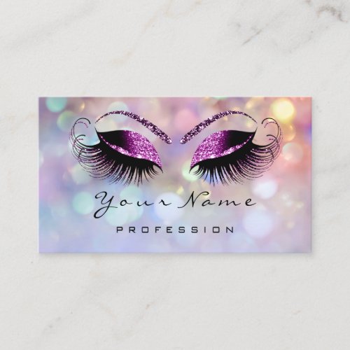 Makeup Artist Pink Holograph Eyelashes Purple Business Card