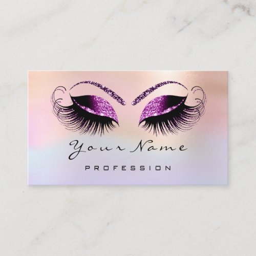 Makeup Artist Pink Holograph Eyelashes Rose Berry Business Card